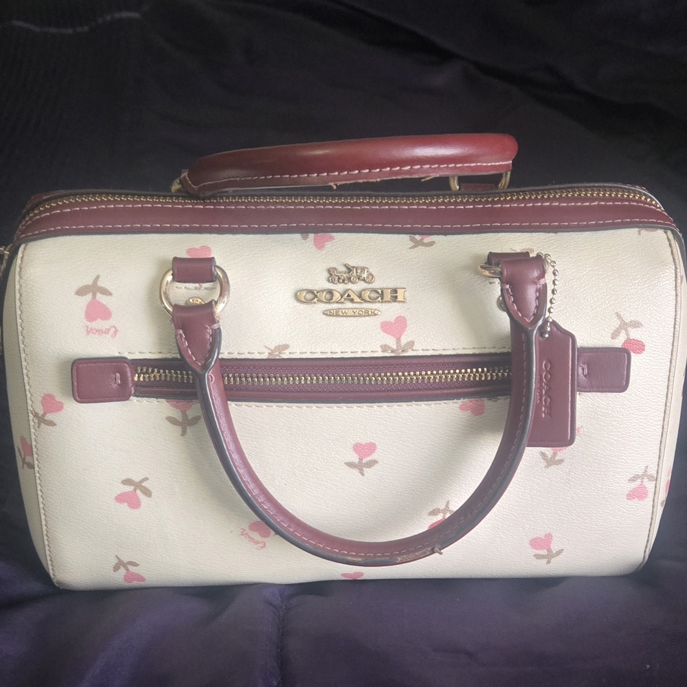 Coach Cream and Tan Satchel